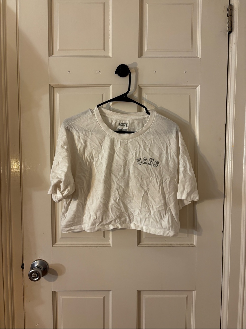 Vans White Cropped Logo Tee - Girls